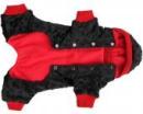 Czarno-czerwony kombinezon z futerka minky dla psa lub kota
