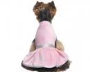 Różowa sukienka dla psa z srebrnymi dodatkami