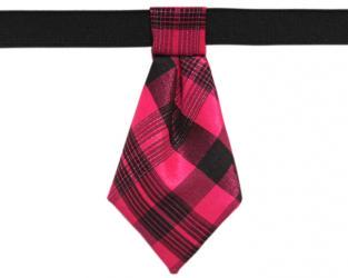 Krawat dla psa w amarantowo-czarną kratkę
