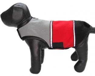 Popielato-czarno-czerwona pelerynka dla psa