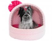 Różowo-malinowa budka dla małego psa