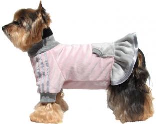 Różowo-popielata sukienka zimowa dla psa