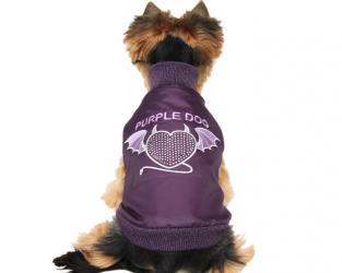Ubranie dla psa bezrękawnik fioletowy serce